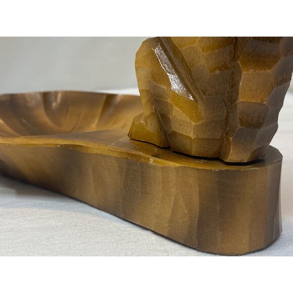 Antique 1940s MCM German Black Forest Hand Carved Squirrel Nut Cracker Wood Tray - Picture 6 of 11